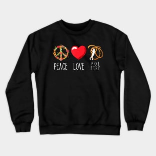 Poi Fire Love Peace Fire Spinning Fire Dancing Pyro Dancer Crewneck Sweatshirt